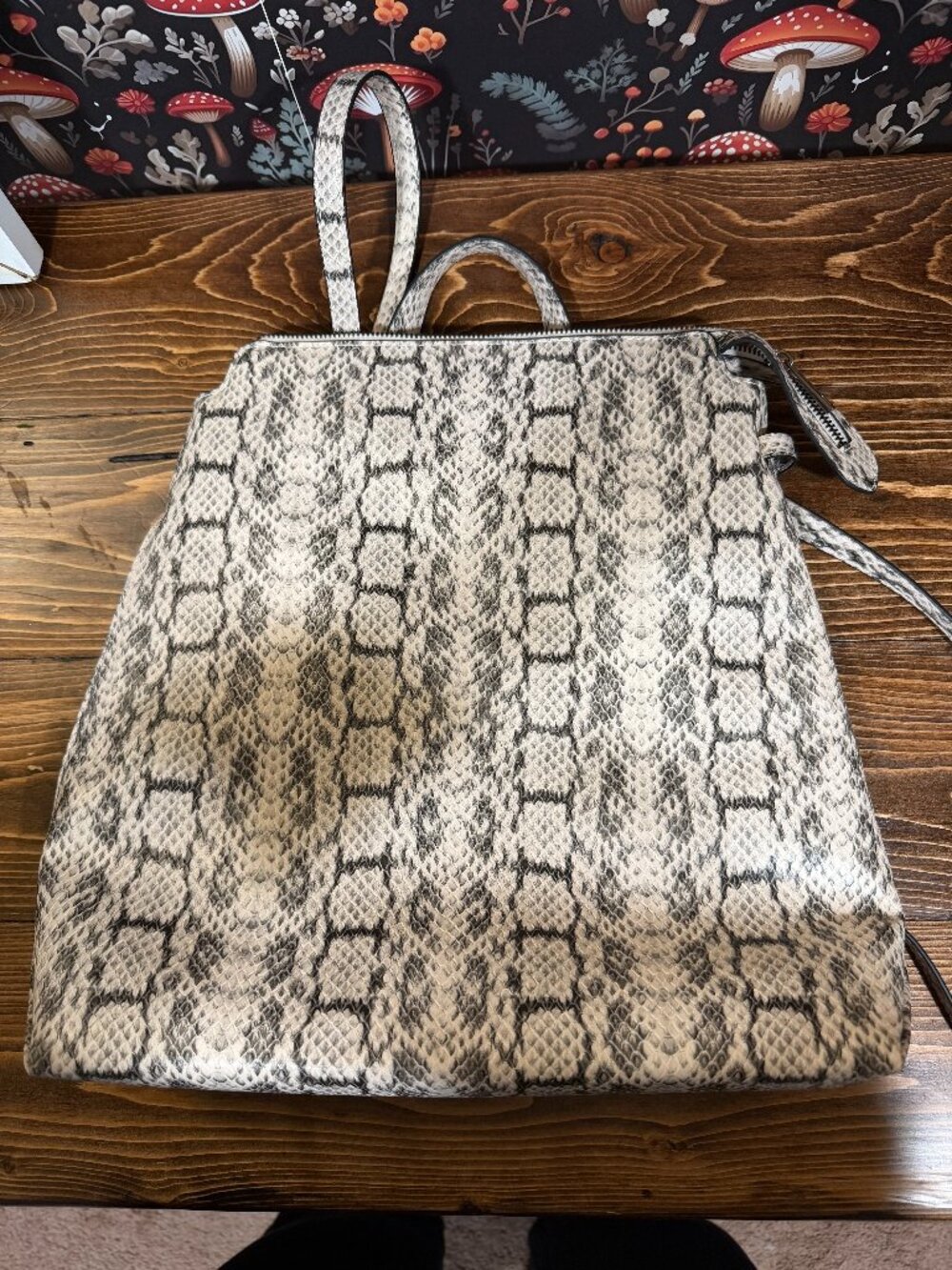 A New Day Faux Snakeskin Tote/Backpack • Neutral Tones • NWOT